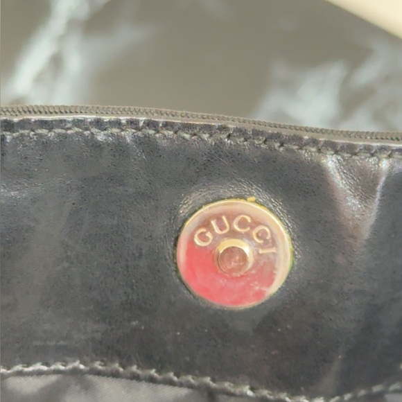 Gucci Bamboo Shoulder Bag Nylon Black Silver Handbag AUTHENTIC - Picture 11 of 14